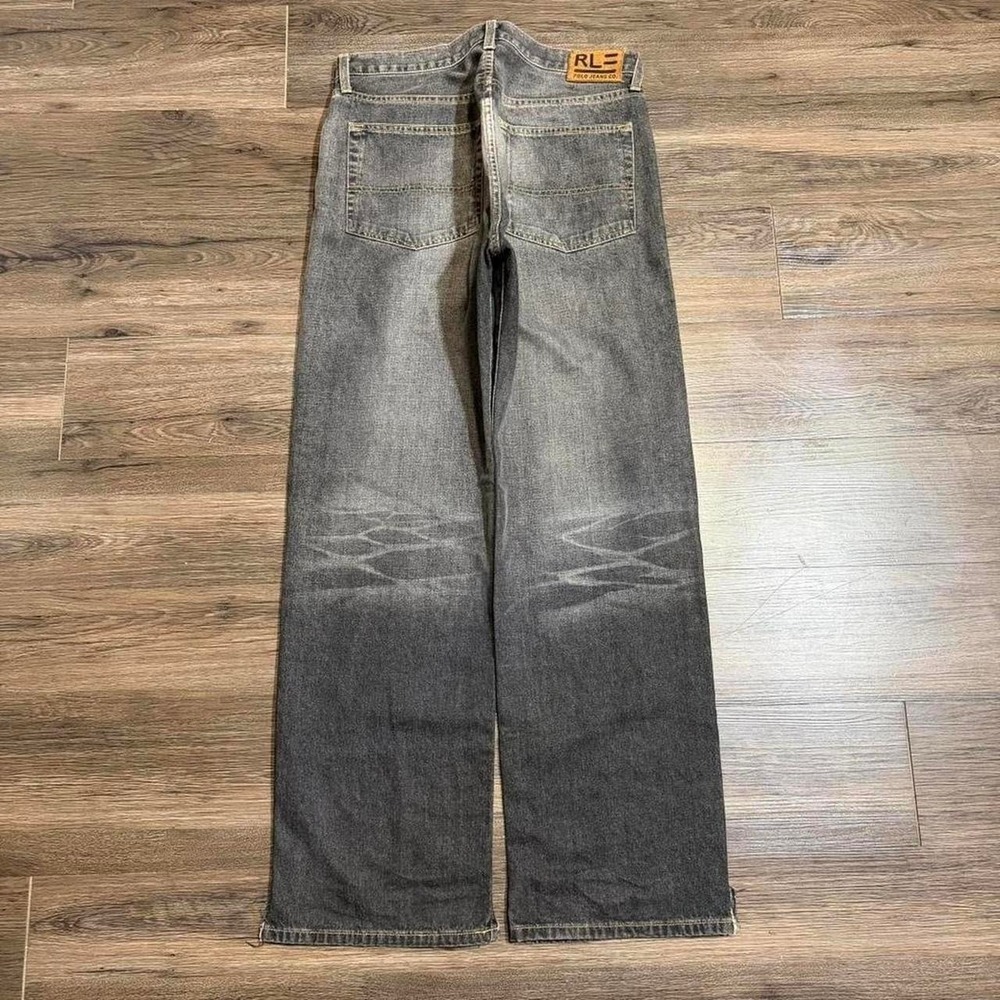 Ralph Lauren polo jeans co grey black faded whisker baggy jeans men's Size 33x32